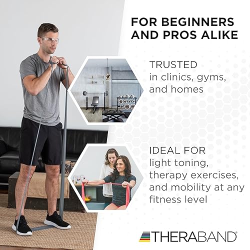 Miniatura 6 de Bandas profesionales de resistencia de látex TheraBand para la parte superior del cuerpo, inferior y ejercicio básico, 1