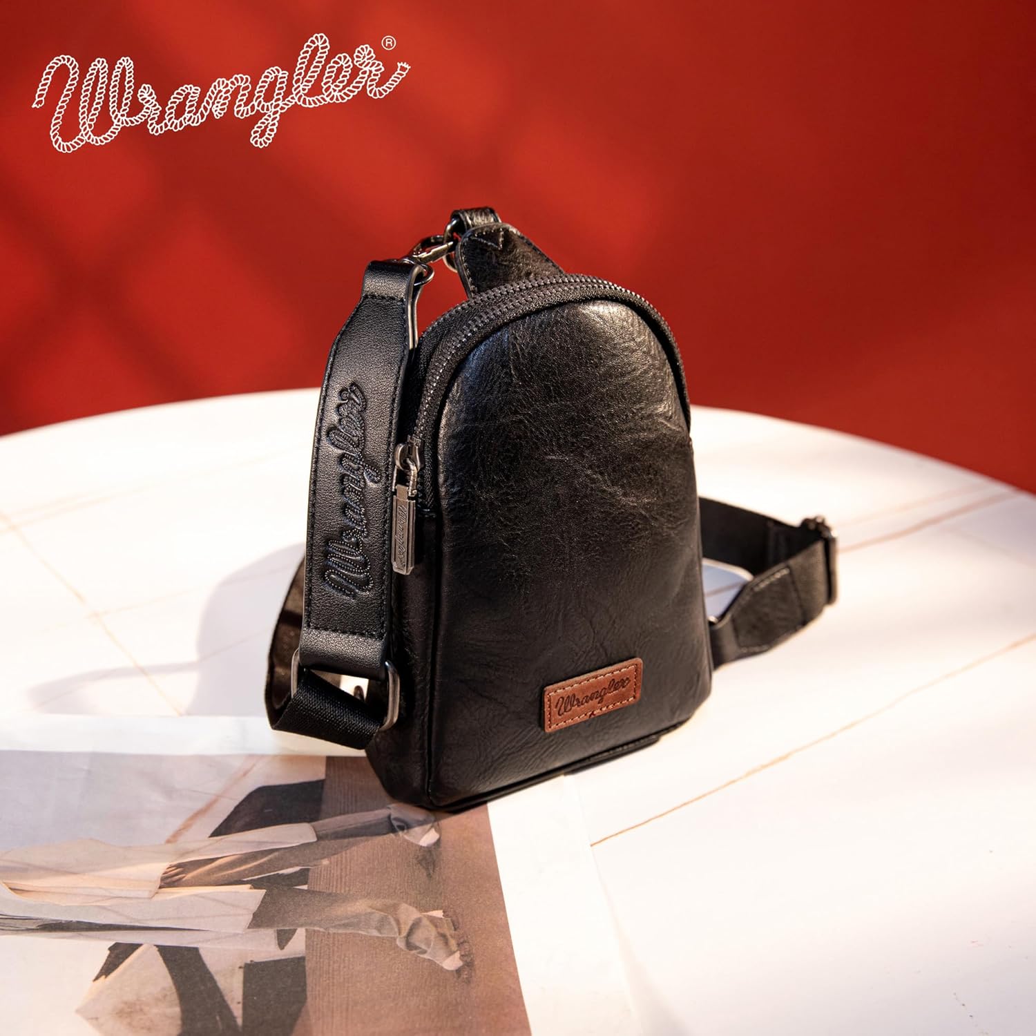 Wrangler Small Sling Bag for Women, Leather Crossbody Bags Cross Body Purse Fanny Packs with Adjustable Strap for Gift - Image 8