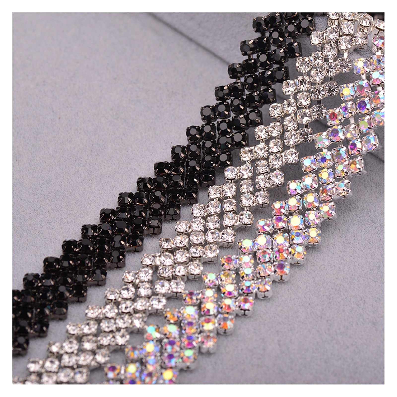 ACiyD Mehrzweck 1 Yard SS16 Schwarz Glas Strass Cup Kette Silber Metall Trim Sew On Ribbon Banding for Kleidung Schmuck Crafts for DIY Decor (Farbe : Gold) (Schwarz)