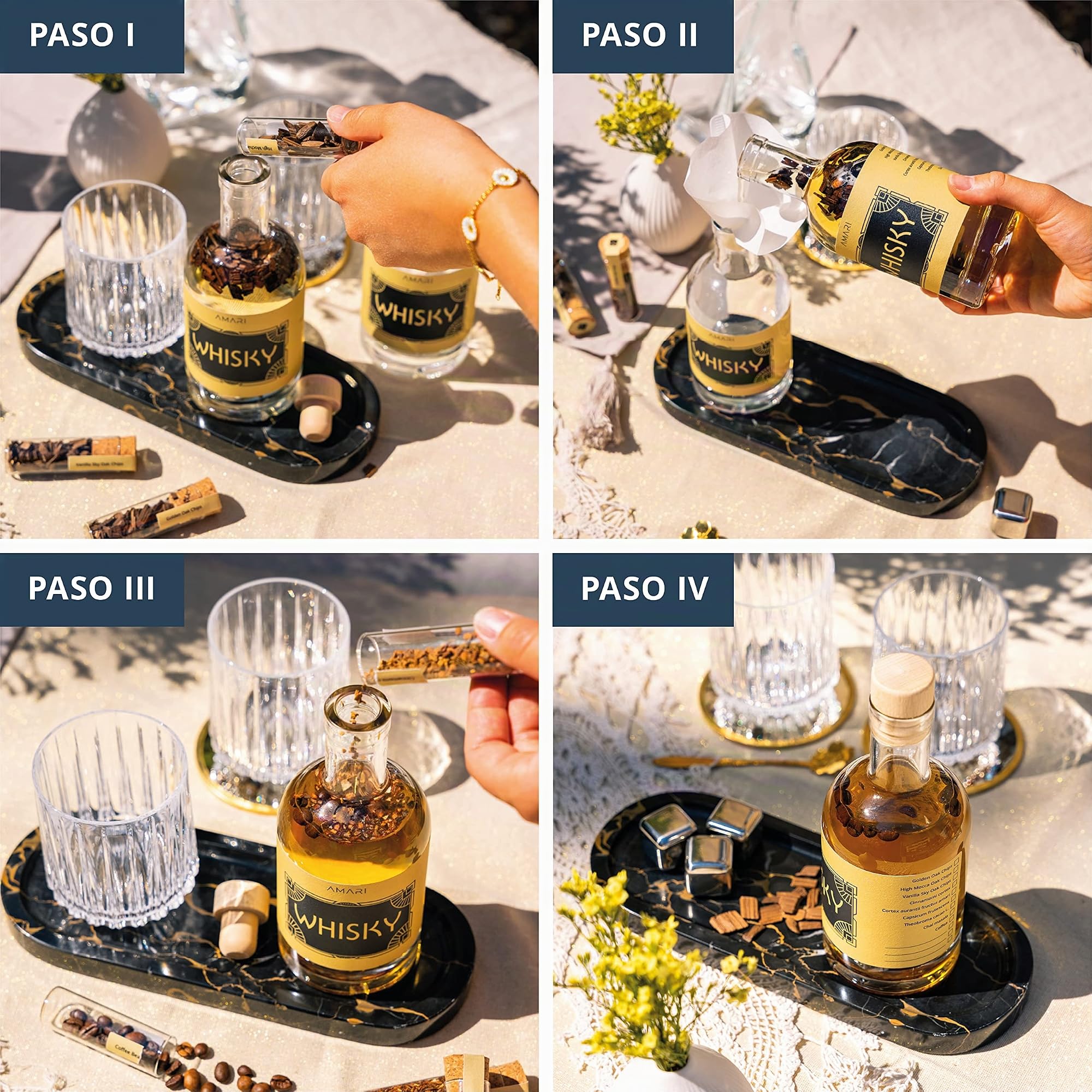 AMARI ® Whisky Set DIY, Caja Regalo Incl. Accesorios para Cata, Regalos Hombre y Mujer