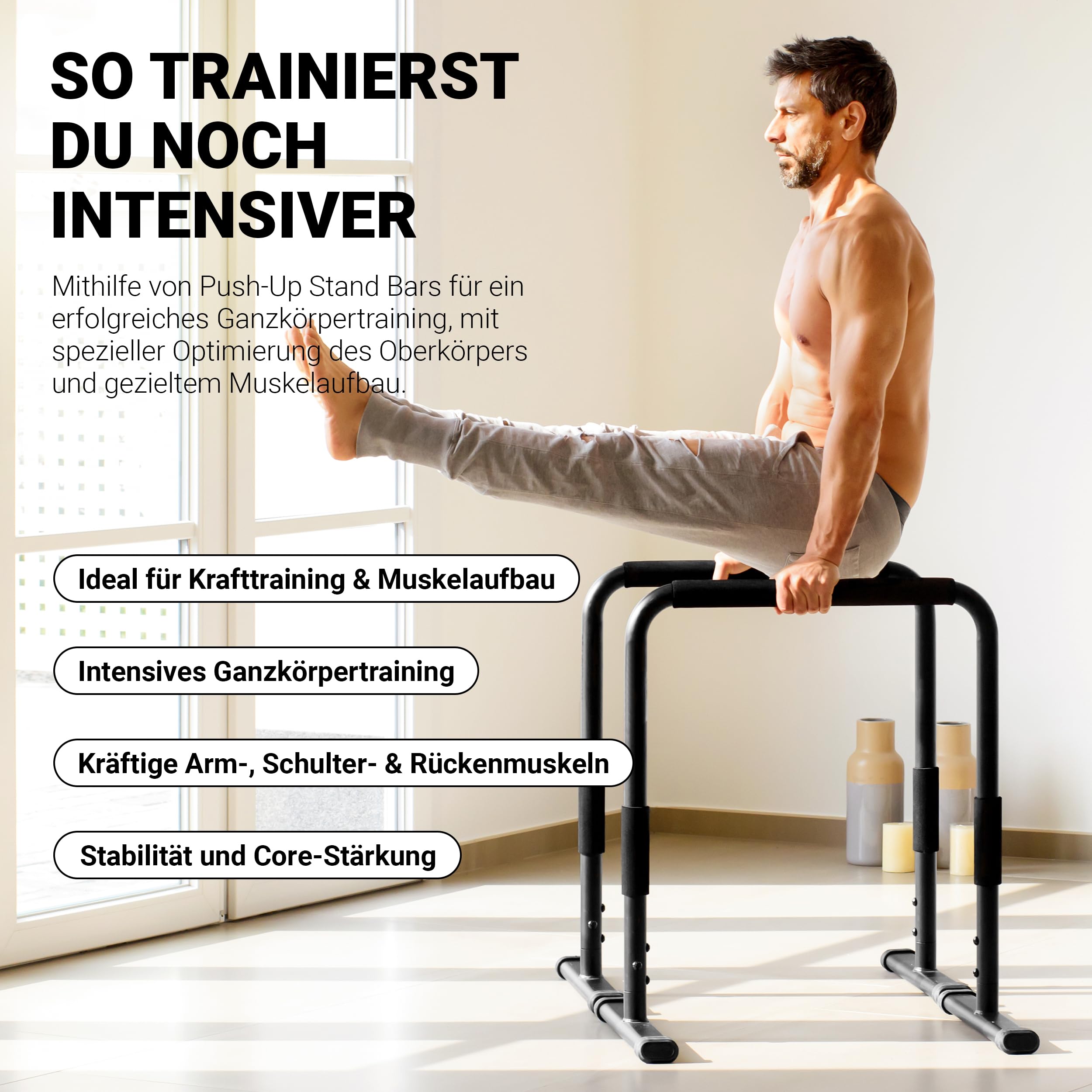 Paralet do dipów Barren Fitness Parallettes Premium (para) 80 x 65 cm | Push Up Stand Bar I Dip Station I Fitness Rack