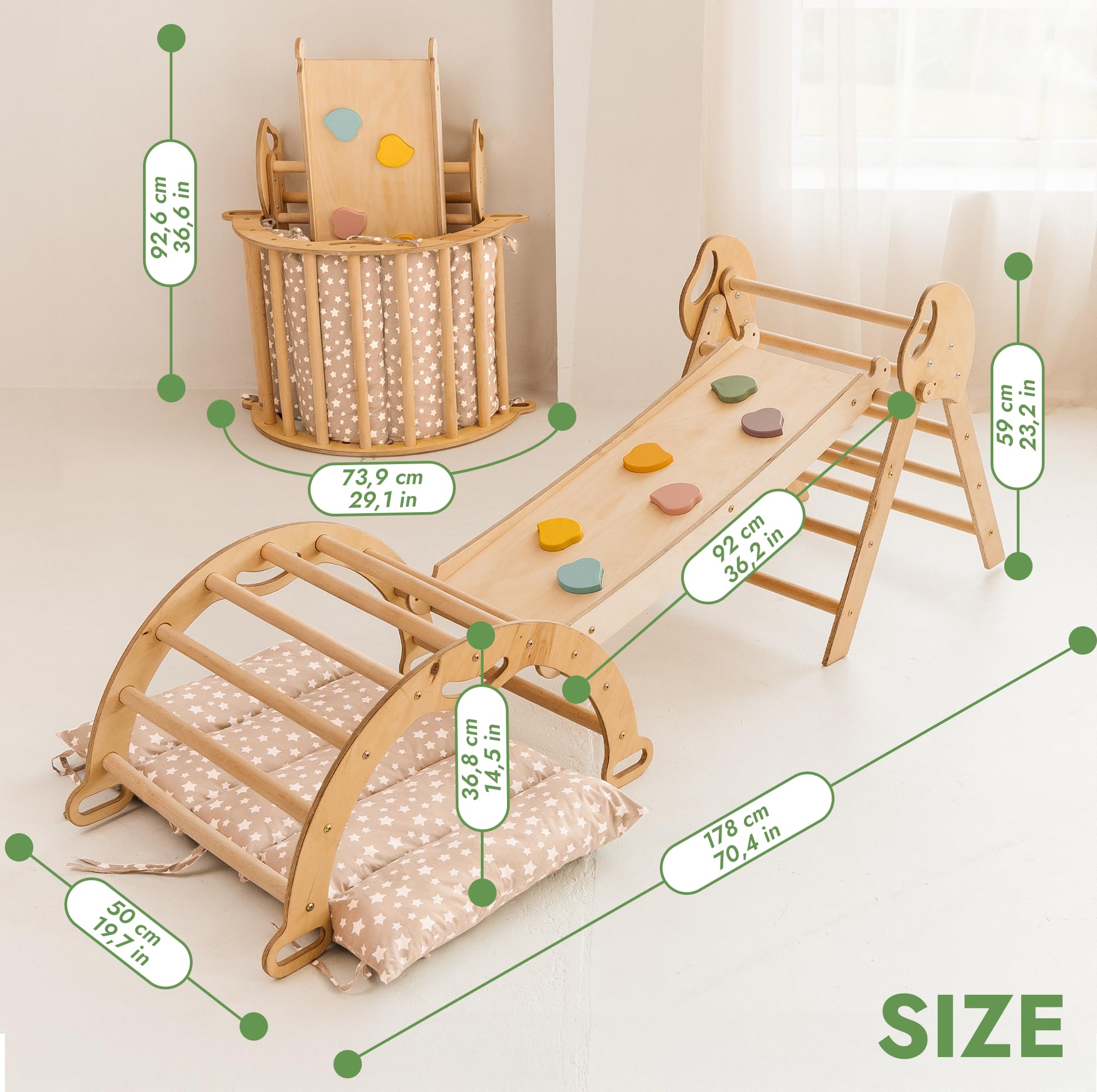 Goodevas Montessori Kit d'escalade 5 en 1 : triangle d'escalade d'intérieur, arche d'escalade avec coussins et toboggan pour enfants, aire de jeux intérieure de 1 à 3 ans Goodevas Montessori Kit d'escalade 5 en 1 : triangle d'escalade d'intérieur, arche d'escalade avec coussins et toboggan pour enfants, aire de jeux intérieure de 1 à 3 ans