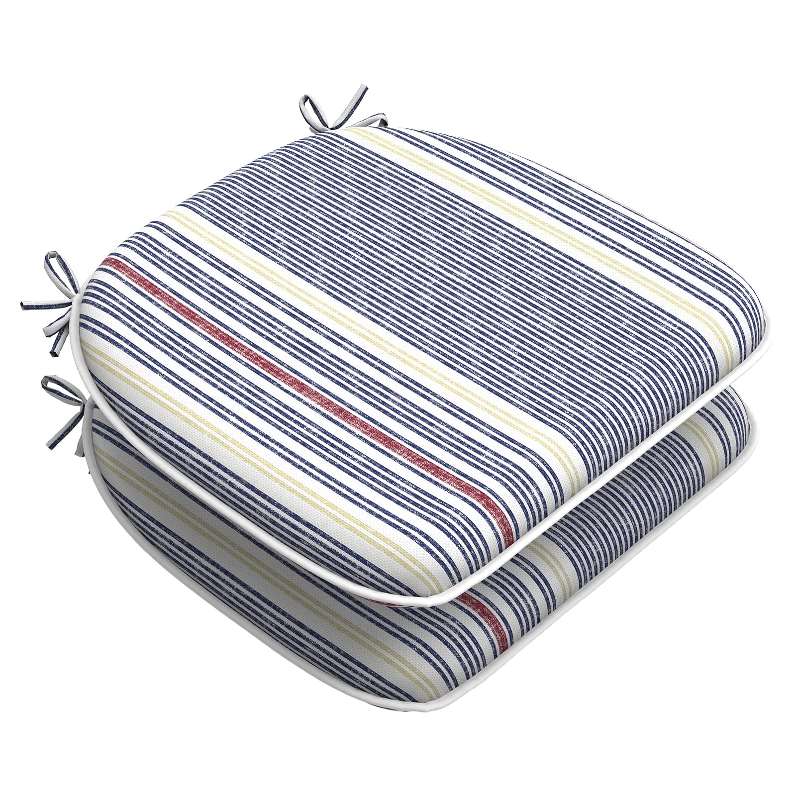 LVTXIII Patio Seat Cushions D16 x W17 Inches Outdoor Chair Pads All Weather Chair Cushions for Garden Patio Furniture Chair Home Set of 2 -Stripe Denim Blue