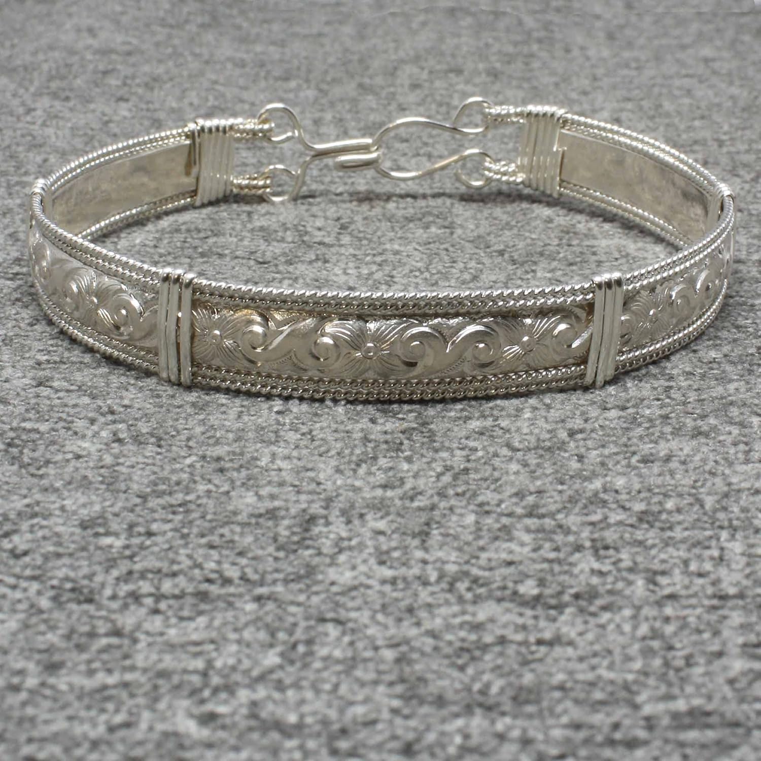 Handmade Sterling Silver Bracelet for Women, 925 Silver Bangle Bracelet