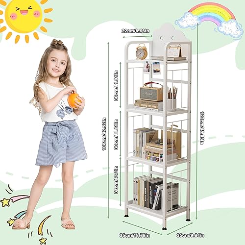 Miniatura 2 de UMDONX Estantería Cloud de 4 niveles para niños, bonita estantería para guardería y organizador de almacenamiento de juguetes para niños pequeños,