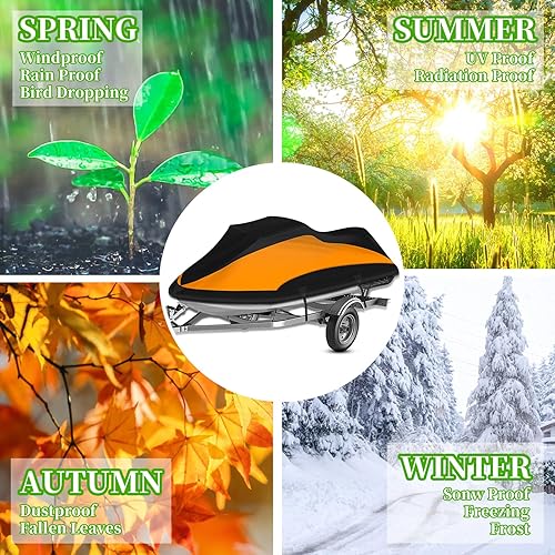 Miniatura 6 de COVERVIN Funda para moto acuática remolcable, tela impermeable 300D resistente con tiras reflectantes, rejillas de ventilación, se adapta a Seadoo,