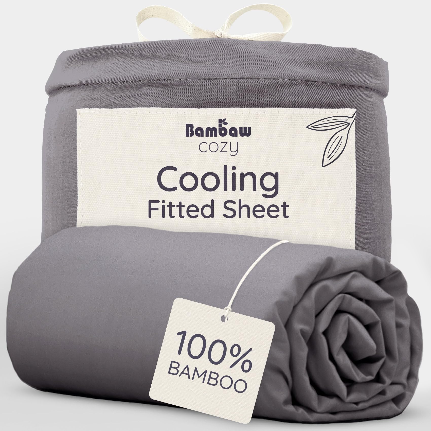 Bambaw Dark Grey Superking Bamboo Fitted Sheet 180X200 Cm, Deep Pocket 35 Cm, Luxury Hotel Quality Sheets, Bamboo Bedding Super King Size, Anti-Allergy Super Soft Bedding, Cooling Sheets For Bed (Dark Grey)