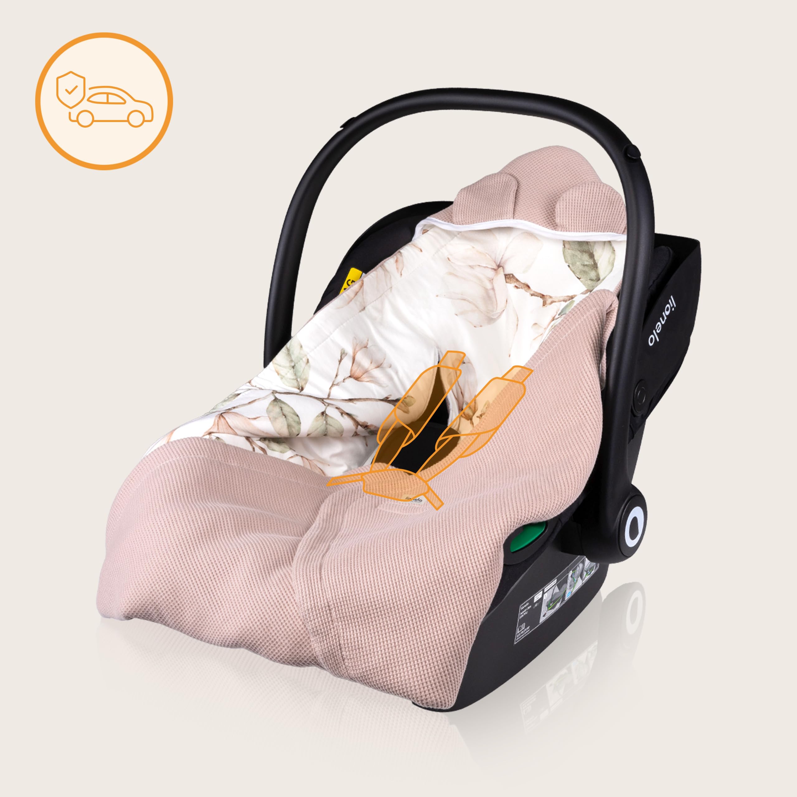 lionelo TRAVEL SWADDLE BLANKET Coperta Pesante per Bebé 90x90 cm 100% Cotone Compatibile con Seggiolino Auto, Ovetto e Passeggino, Copertina Morbida per Tutto l’Anno, Chiusura