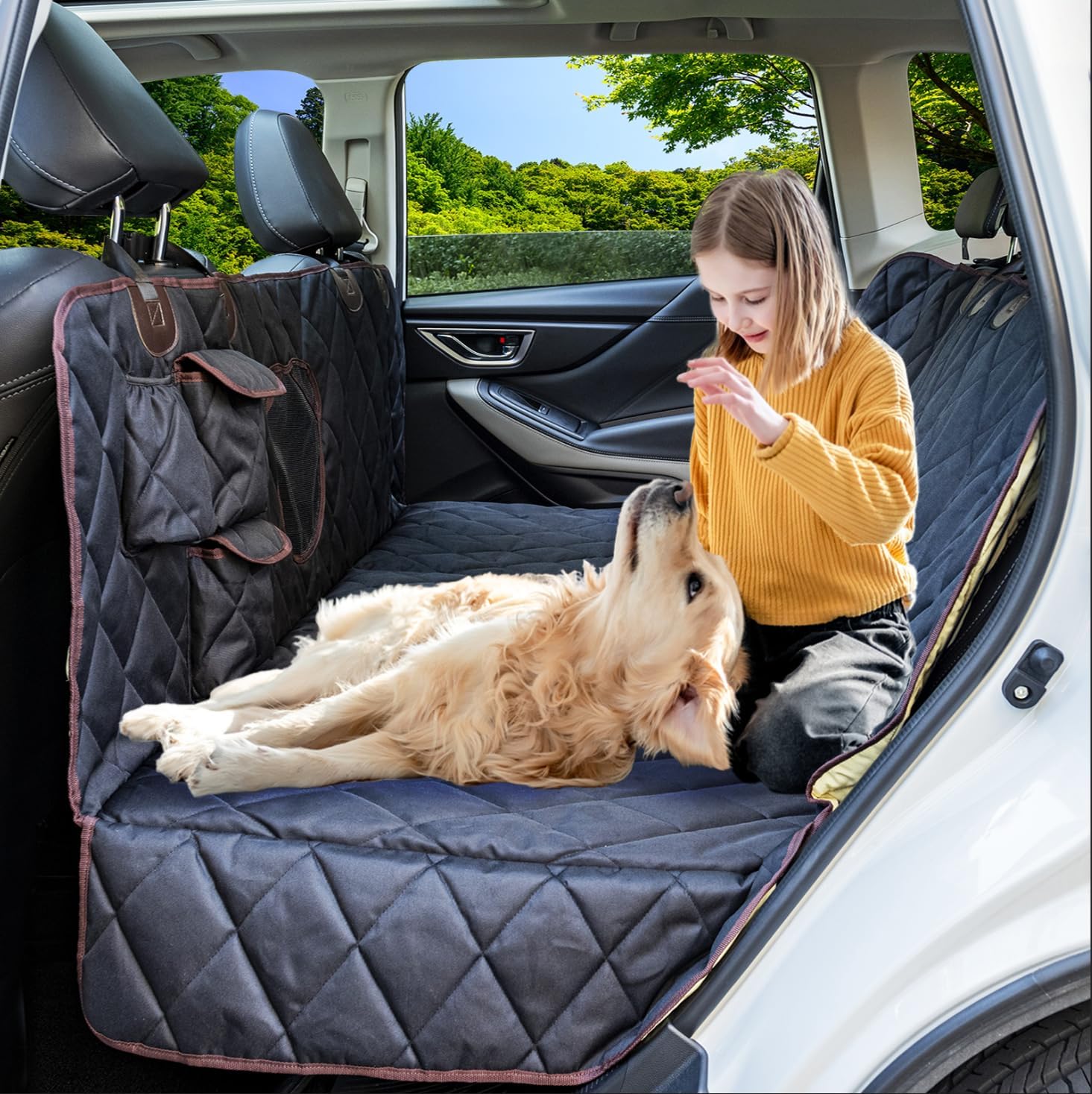 Amazon.com: Tapiona Back Seat Extender, Dog Seat Cover Hammock with ... - Large Dog Car Seat Protector For Suvs