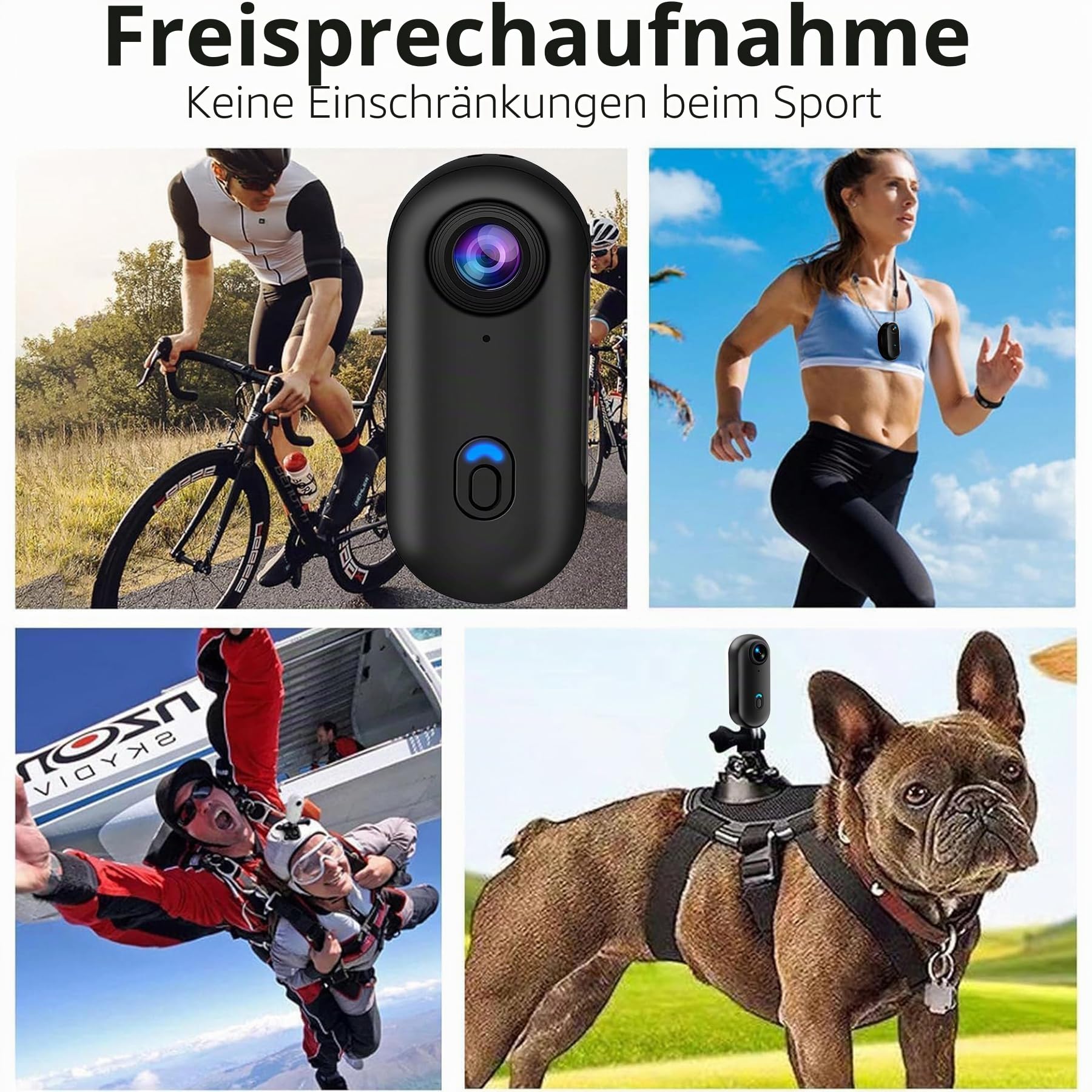 Mini Action Cam 4K,Tragbare Kamera mit 360° Drehbarem Clip und Magnetclip,Wasserdichter 4K-Körperkamera,Motorrad Kamera,Immersive Aufnahmen fürs Radfahren, Spazierengehen mit Tieren (B-schwarz)