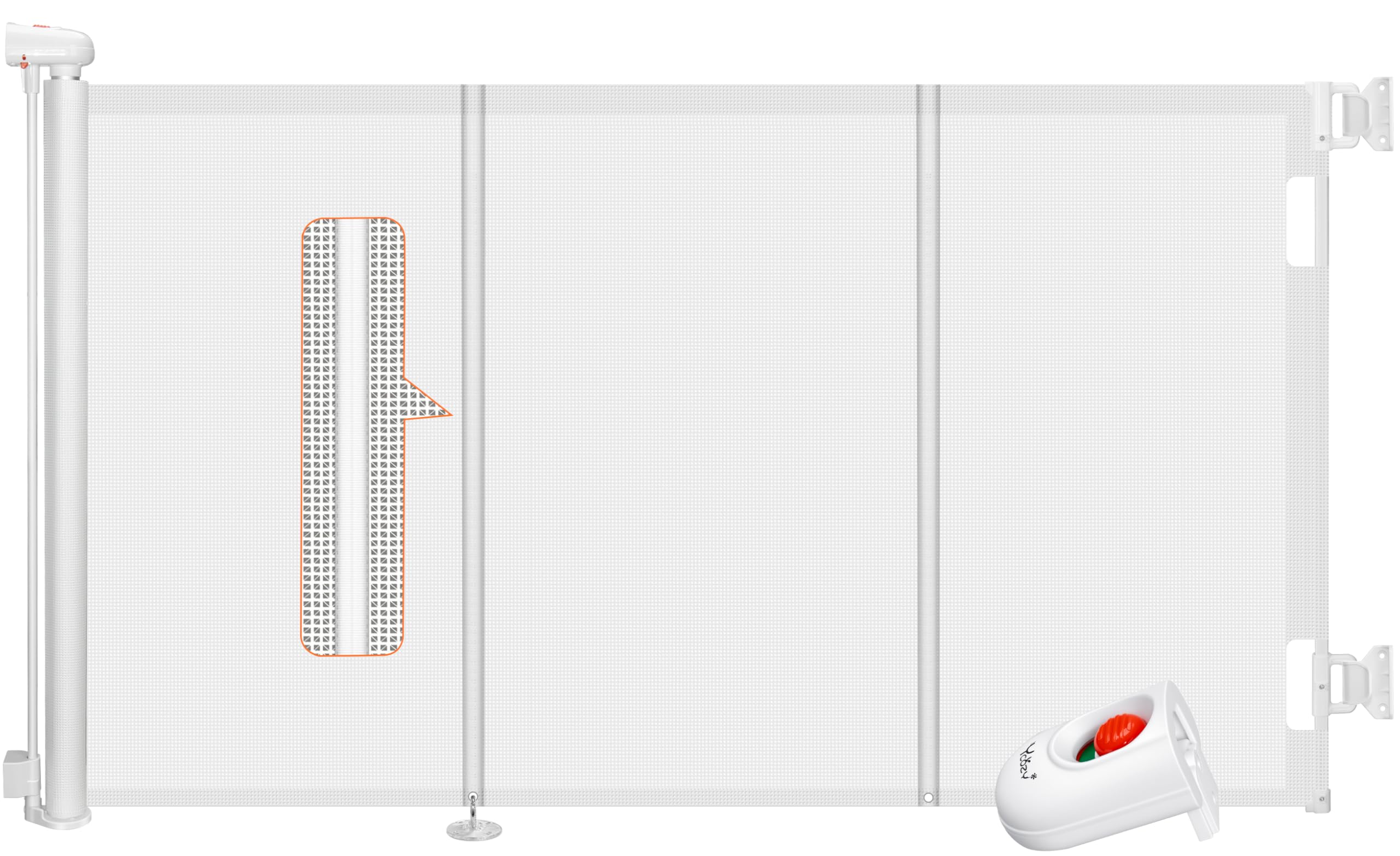 Ycozy Cancelletto per Bambini Scale Senza Foratura 0-200cm Cancelletto per Cani con Barra di Supporto，Retrattile Cancello Bambini Adatto per Scale Interni Esterni