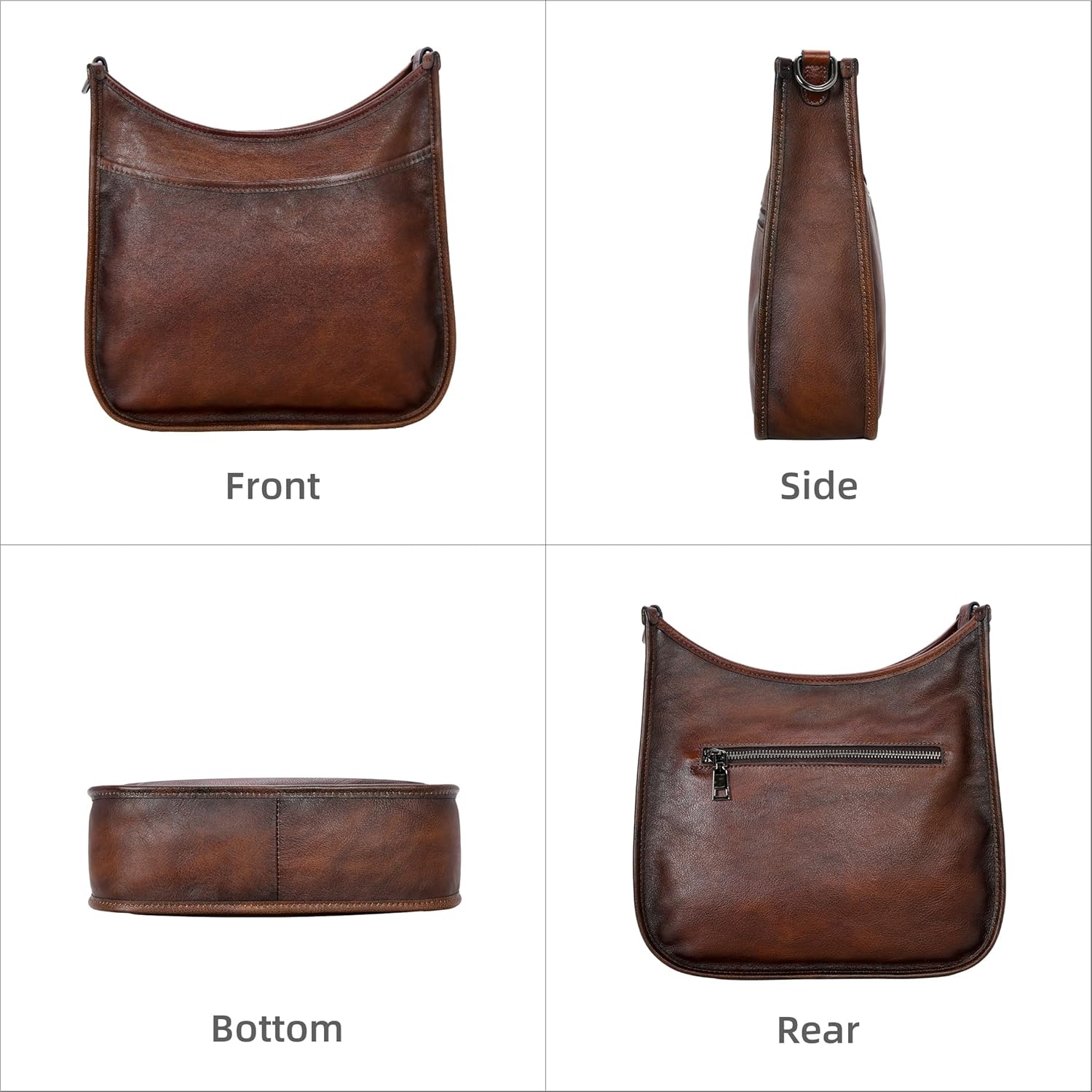 Iswee Crossbody Bags for Women Genuine Leather Purses Vintage Shoulder Handbags Travel Cross Body Bag with Boho Strap - Image 6