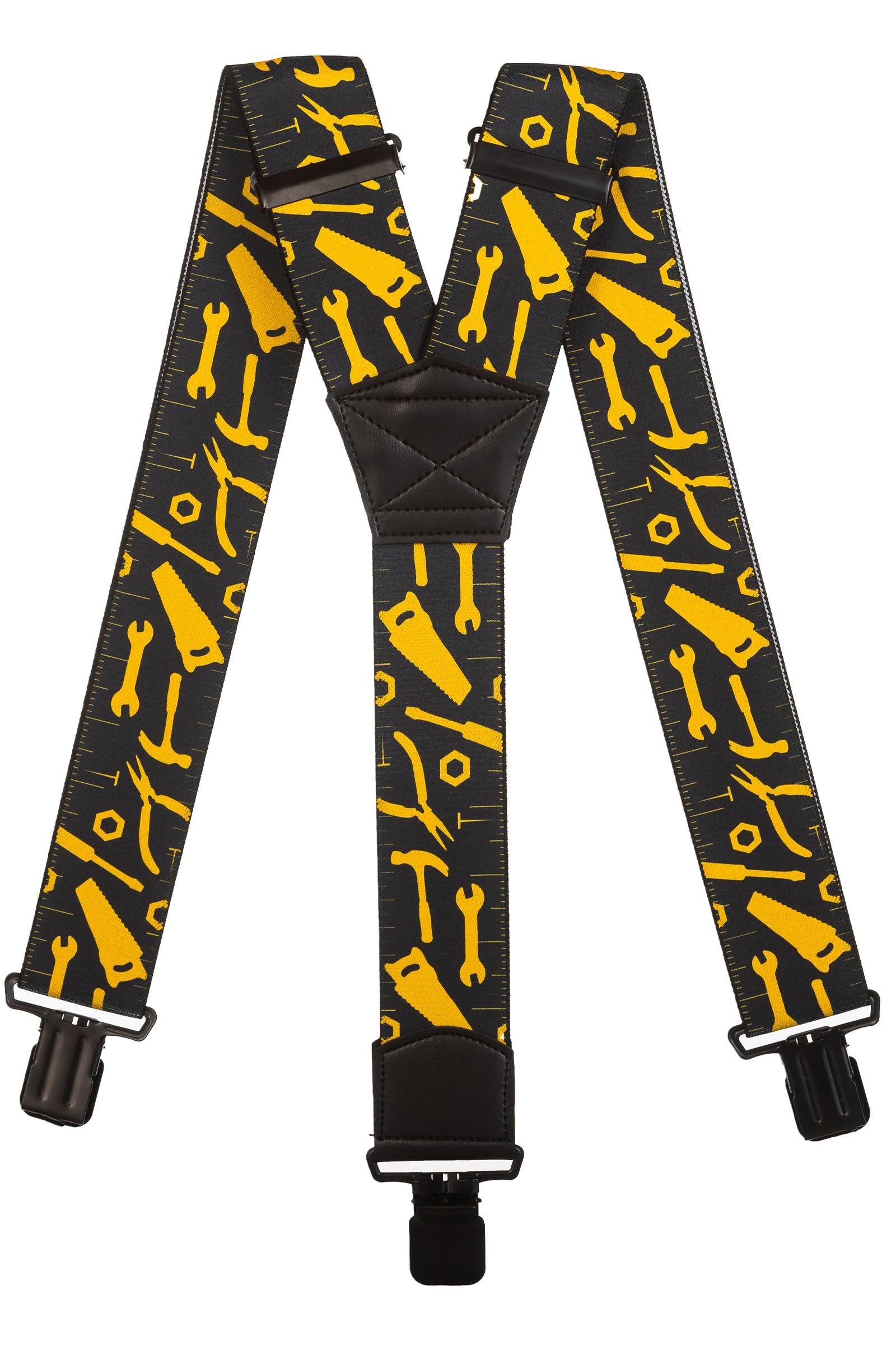 Olata Men's A. Y-Shape (Black Clips) Heavy Duty Tool Pattern Braces/Suspenders - Black, 5Cm - Y-Shape (Black Clips)