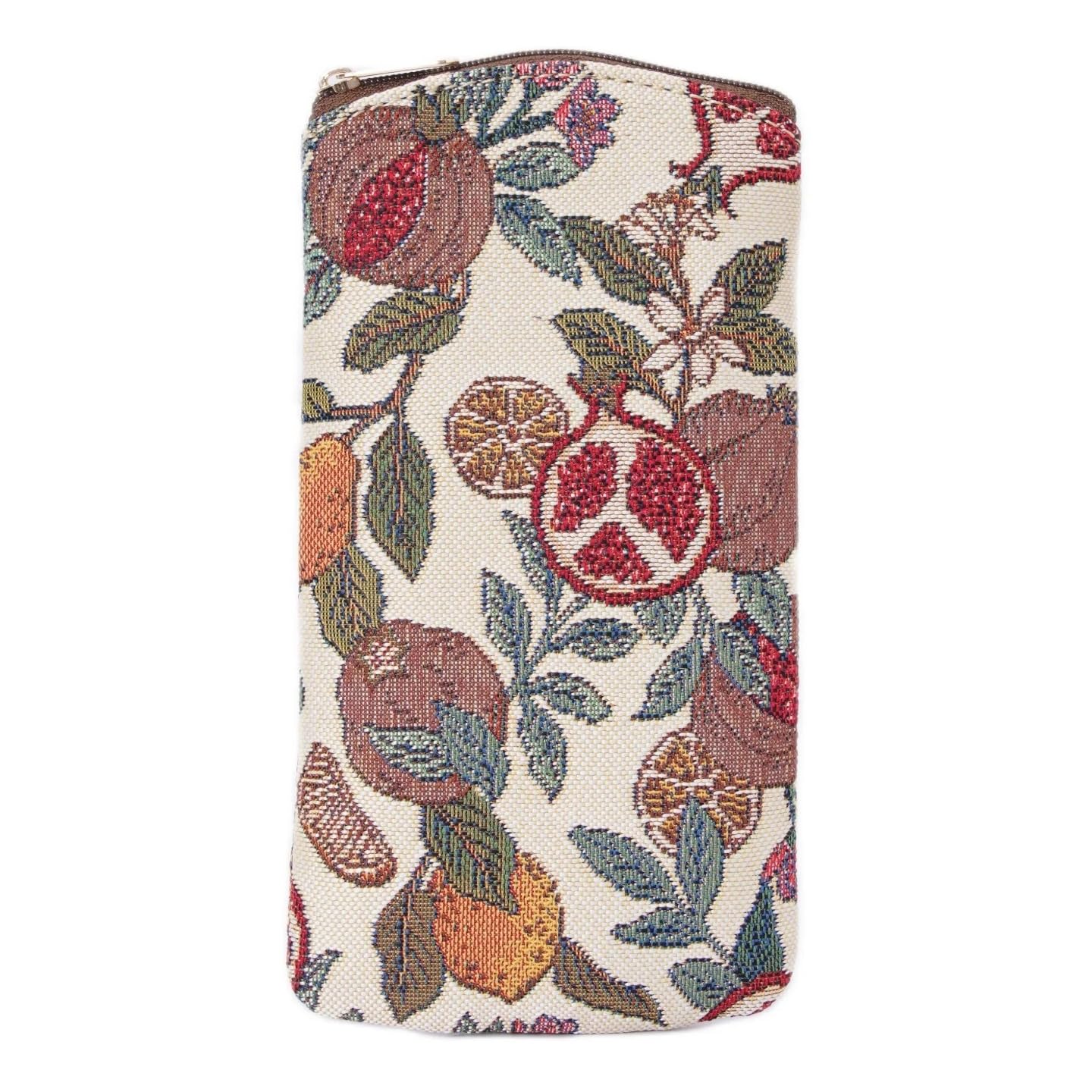 Signare Unisex Beige William Morris Pomegranate Soft Glasses Zip Pouch In