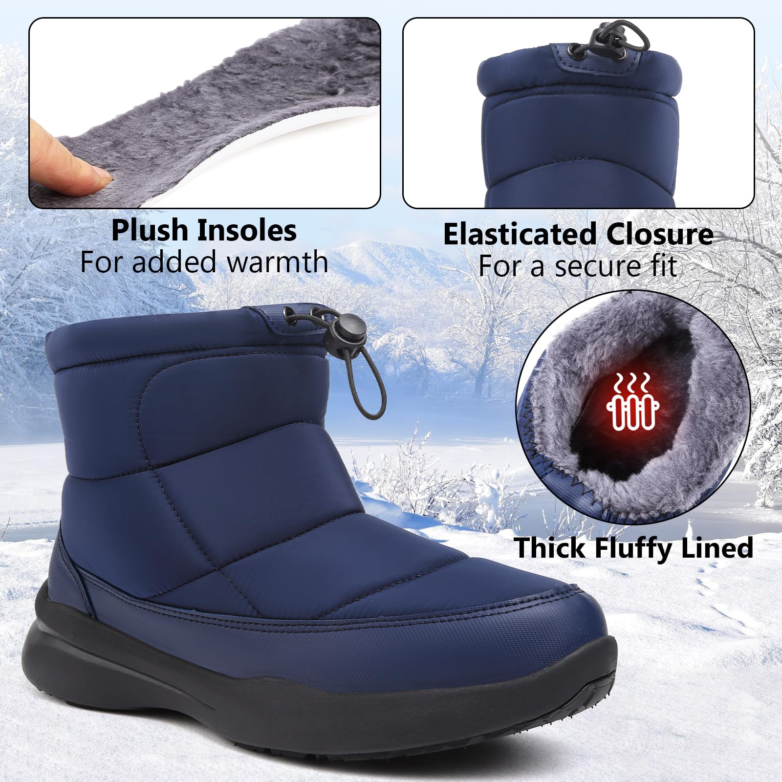 Hanani Stivali da Neve Uomo Invernali Stivaletti Foderato in Pelliccia Scarpe Comodo antiscivolo Caviglia Boots