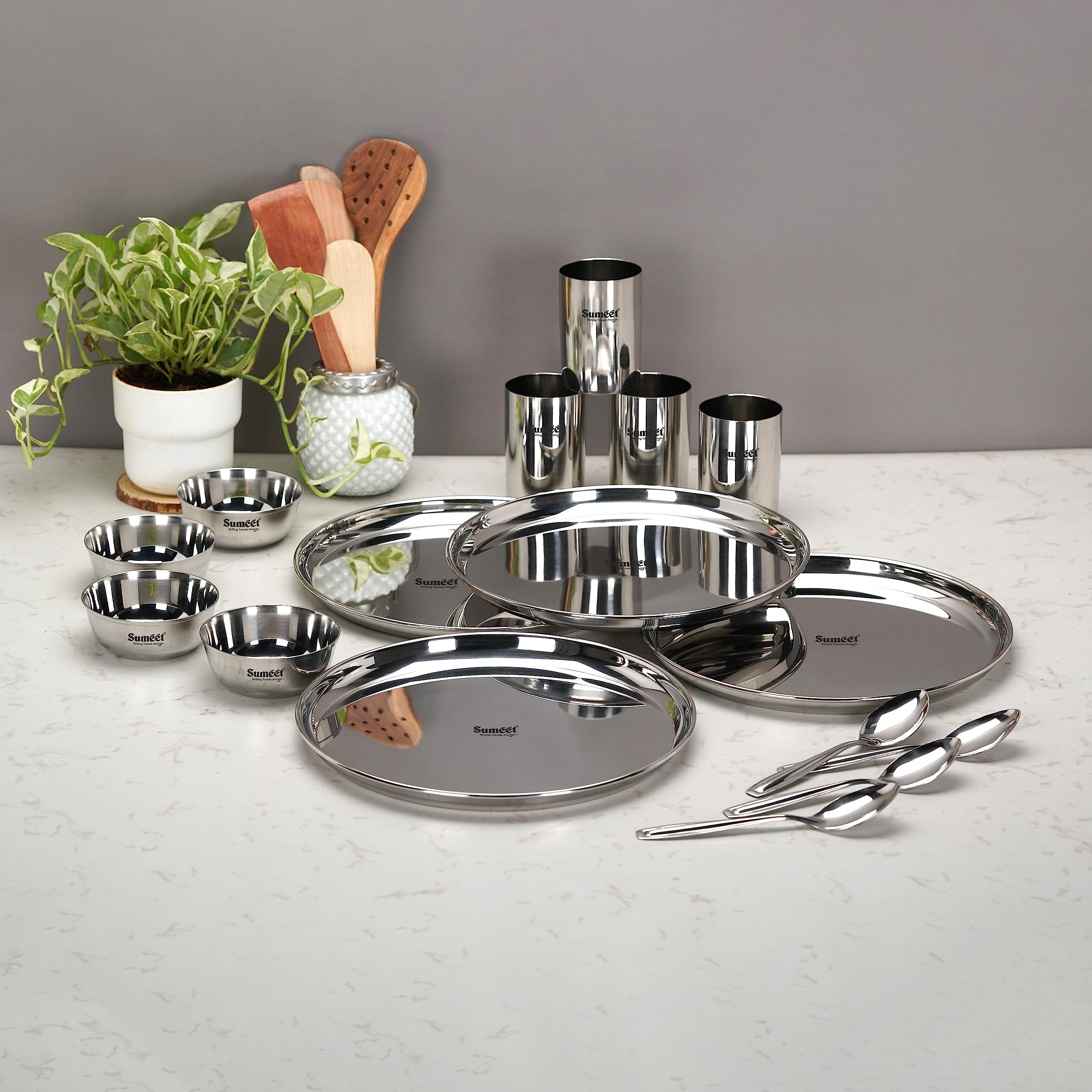 Sumeet Stainless Steel Dinner Set - 24 Piece -7