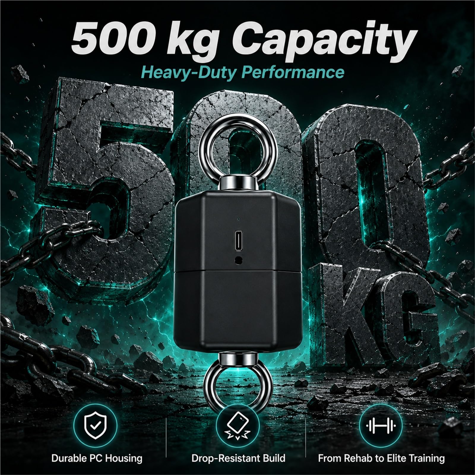 Dynamometr push-pull i tester wytrzymałości izometrycznej 500kg | Rozdzielczość 0,1 kg do użytku w domu, na siłowni i w podróży.