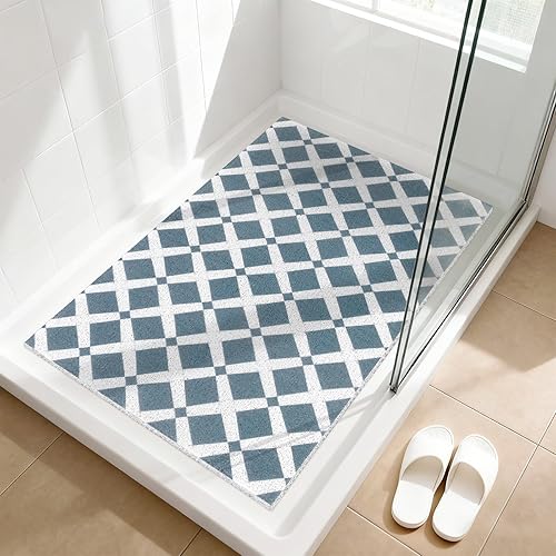 Miniatura 14 de Tapete de ducha antideslizante de secado rápido antideslizante para ducha interior, tapete de PVC suave para pies, tapete de baño extra grande para