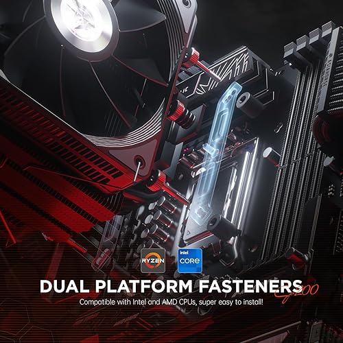 Miniatura 4 de AsiaHorse Wandering Knight CP200 - Enfriador de aire de CPU totalmente negro, 235 W TDP 4 tubos de calor de cobre ventilador de CPU con doble