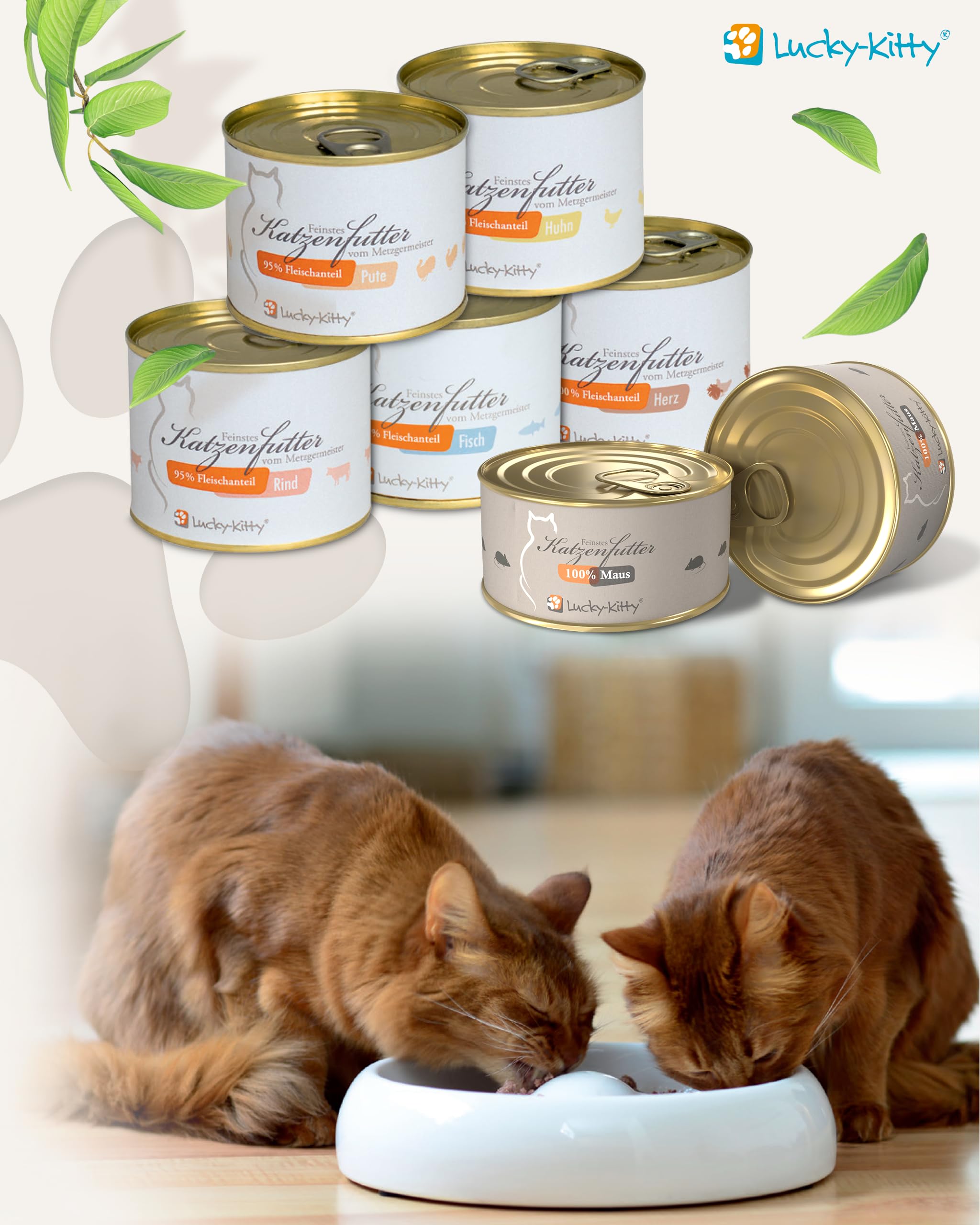 Lucky-Kitty Katzenfutter Nass 100% Maus, Beutenah, Made in Germany, 12x100g | Ohne Getreide & Zucker, Für Katzen & Kitten, Ohne Zusätze, Keine Bindemittel oder Aromastoffe