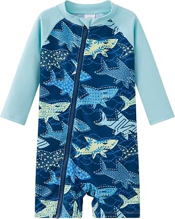 UMELOK Baby Boys Swimsuit Full Zip UPF 50+ Infant Rashguard Bathing Suit
