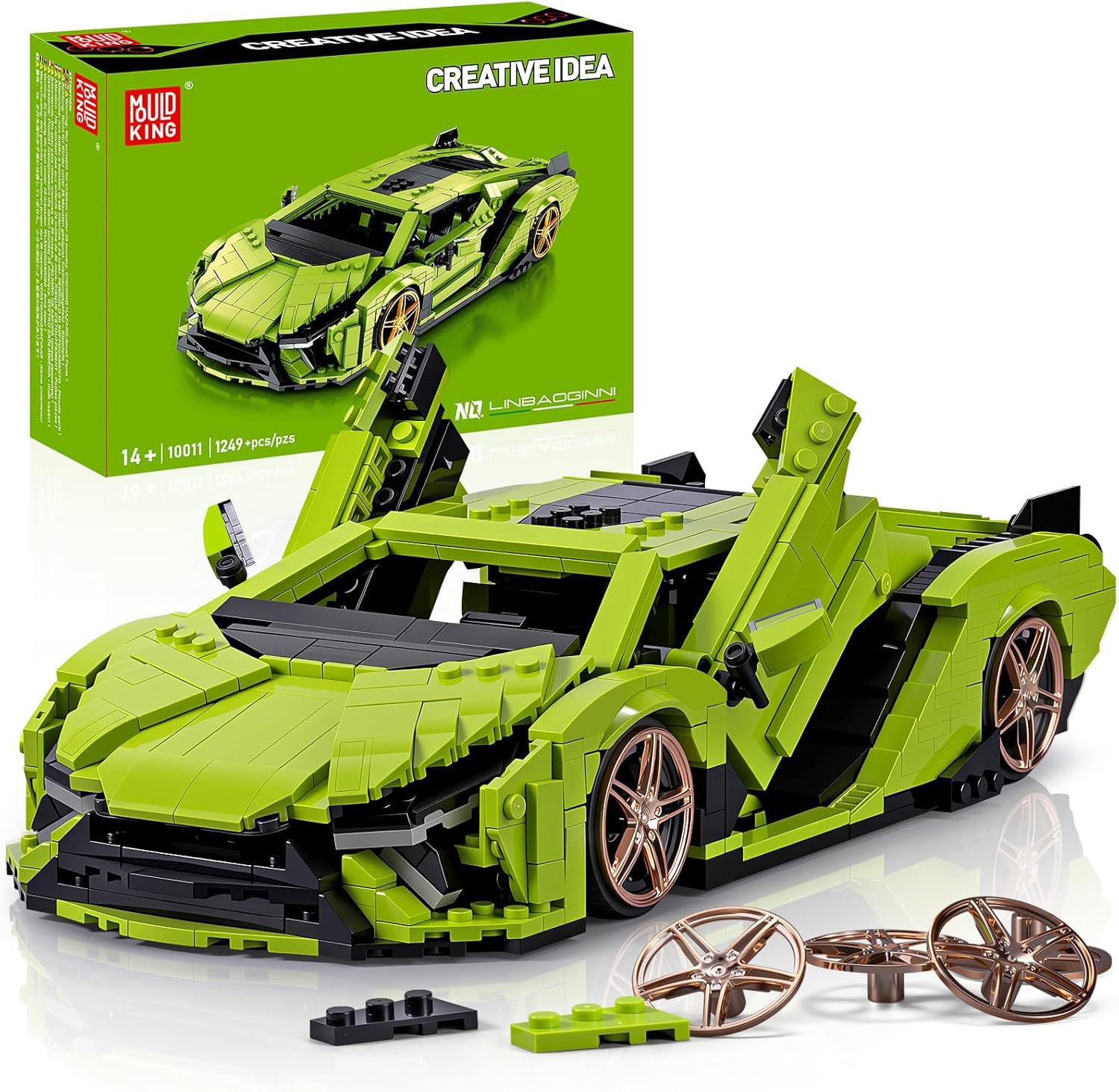 Mould King 10011 Technik Sportwagen Bausteine Set, 1249 Teile Auto Modell Bausatz, Kreatives Fahrzeug Spielzeug für Erwachsene und Sammler