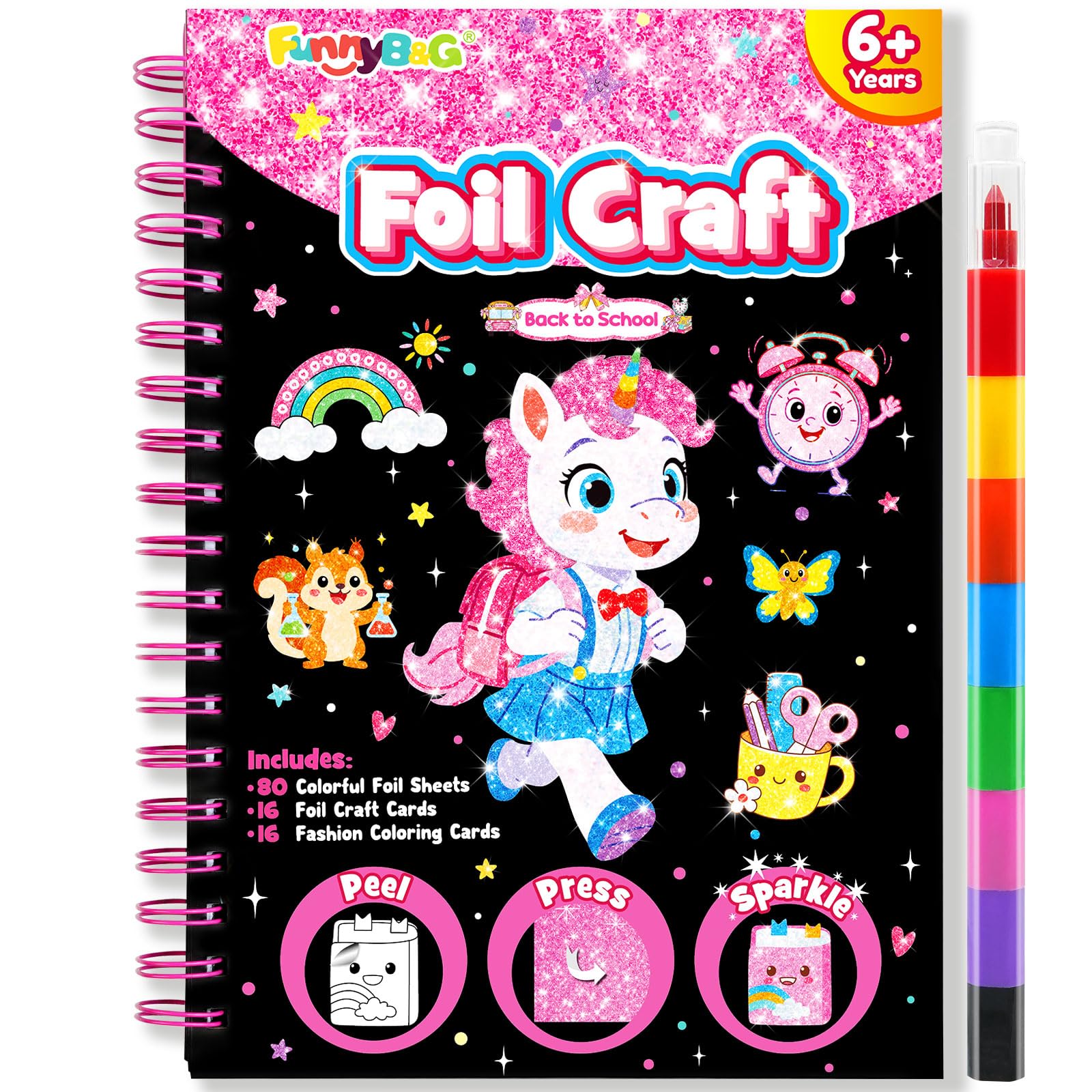 FUNNYB&amp;G Foil Art Craft Kit for Kids,Back to School Gift Toy for Girls