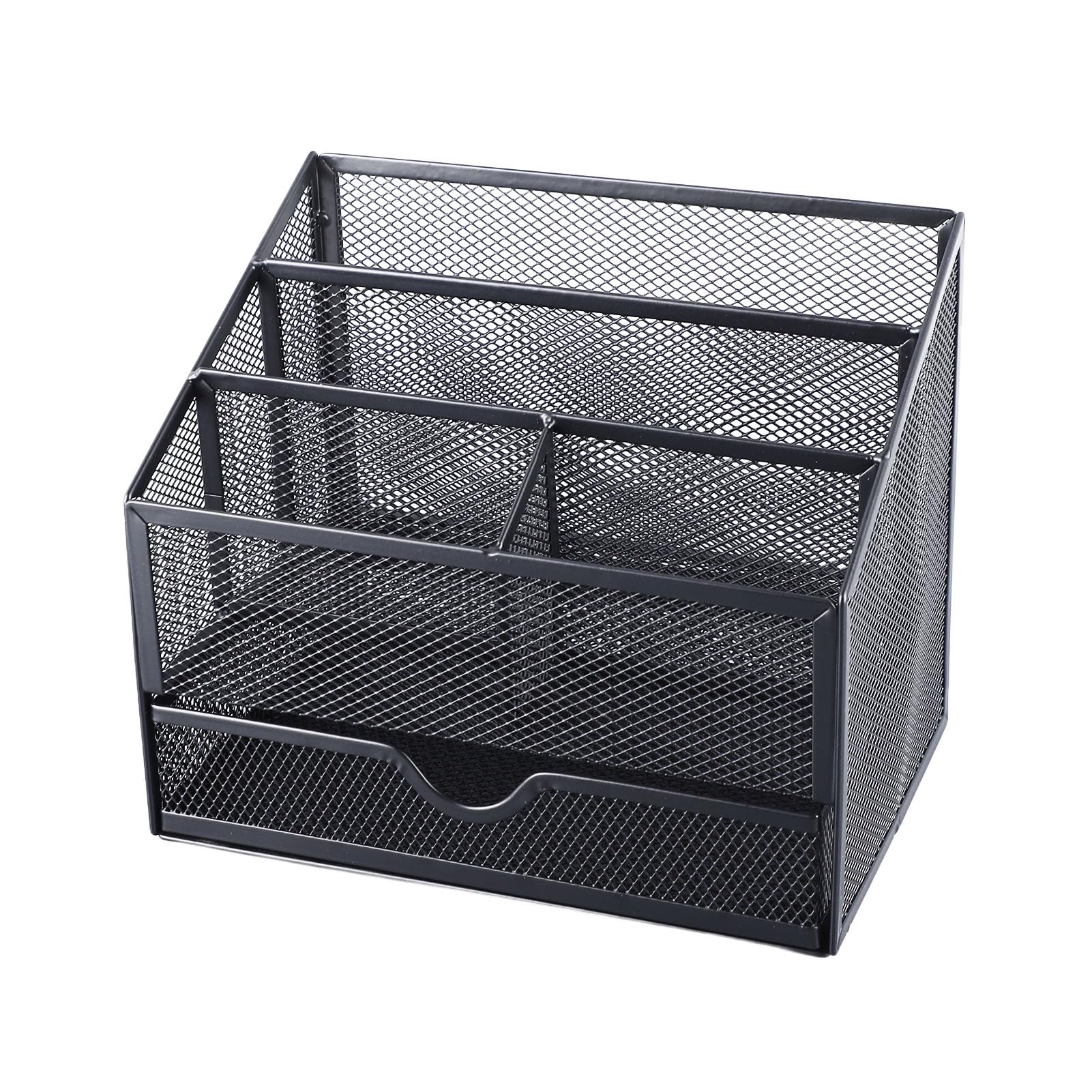 Acouto Organizer na Biurko Siatka Metalowa Organizer na stół Biurowy z szufladą Książki Długopisy Zszywacz Klipsy do Teczek Notatki Zakreślacze Litery Biurko Organizator Organizator stół Biurowy