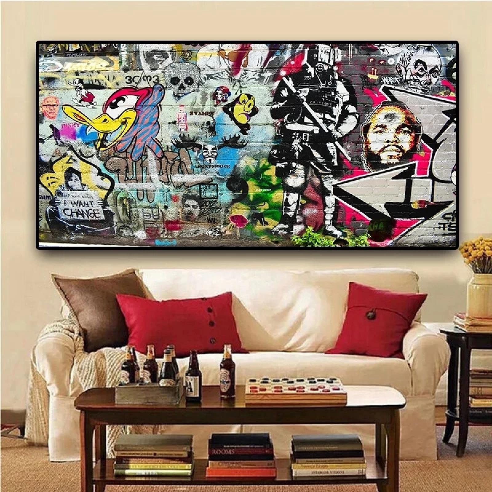 Abstrait Pop Art rue mur Graffiti Art toile peinture affiche et impression Quadro photos pour salon enfants chambre décor 70x140 cm sans cadre