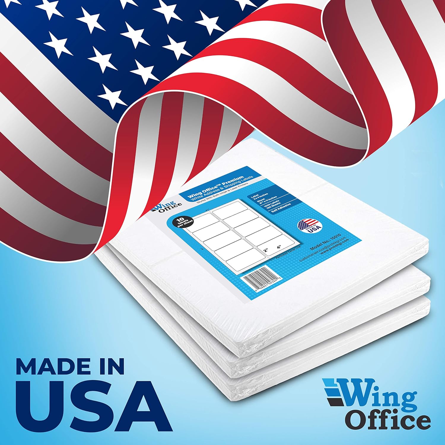 Premium 1000 Self Adhesive Shipping Labels for Laser Printers and Ink Jet Printers, White, Made in USA, 2 x 4 Inches, Pack of 1000