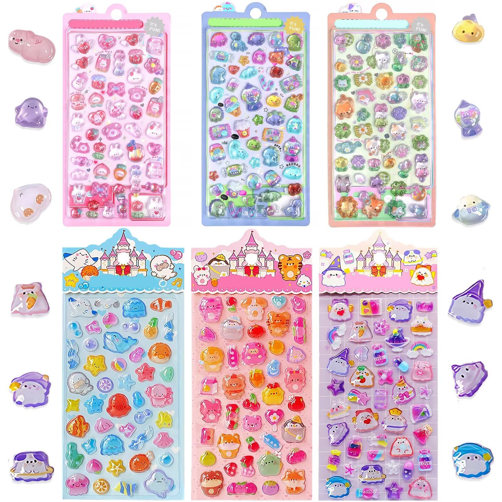 Amazon | ANZOBEN シール ぷくぷくシール 可愛い 6枚セット 3D 立体