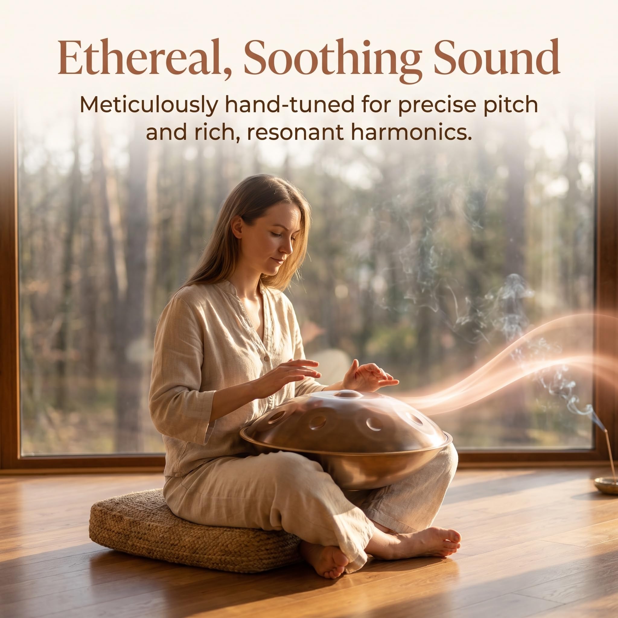 Handpan Curdo In Re Minore Da 22 Pollici, Strumento A Percussione In Acciaio A 10 Note Per La Meditazione, Set Di Handpan Con Borsa Per Il Trasporto, Sgabello Pieghevole, Bacchette, Corda, Blue