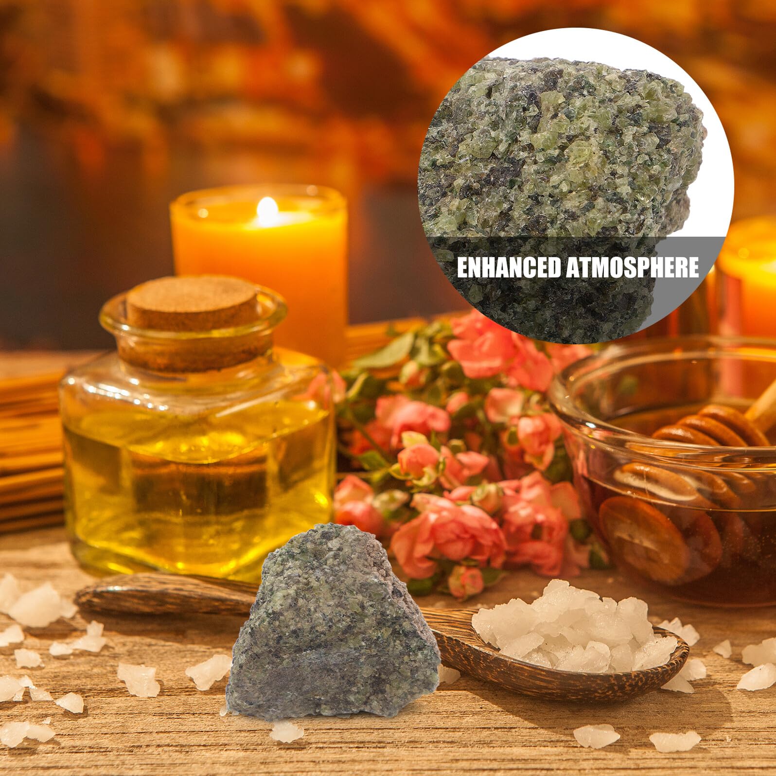 Difusor de Piedra Natural de Peridoto Irregular 150-200g para Aceites Esenciales, Piedras Difusoras para Aromaterapia en Hogar, Yoga, Oficina y Baño, Adorno Relajante Portátil