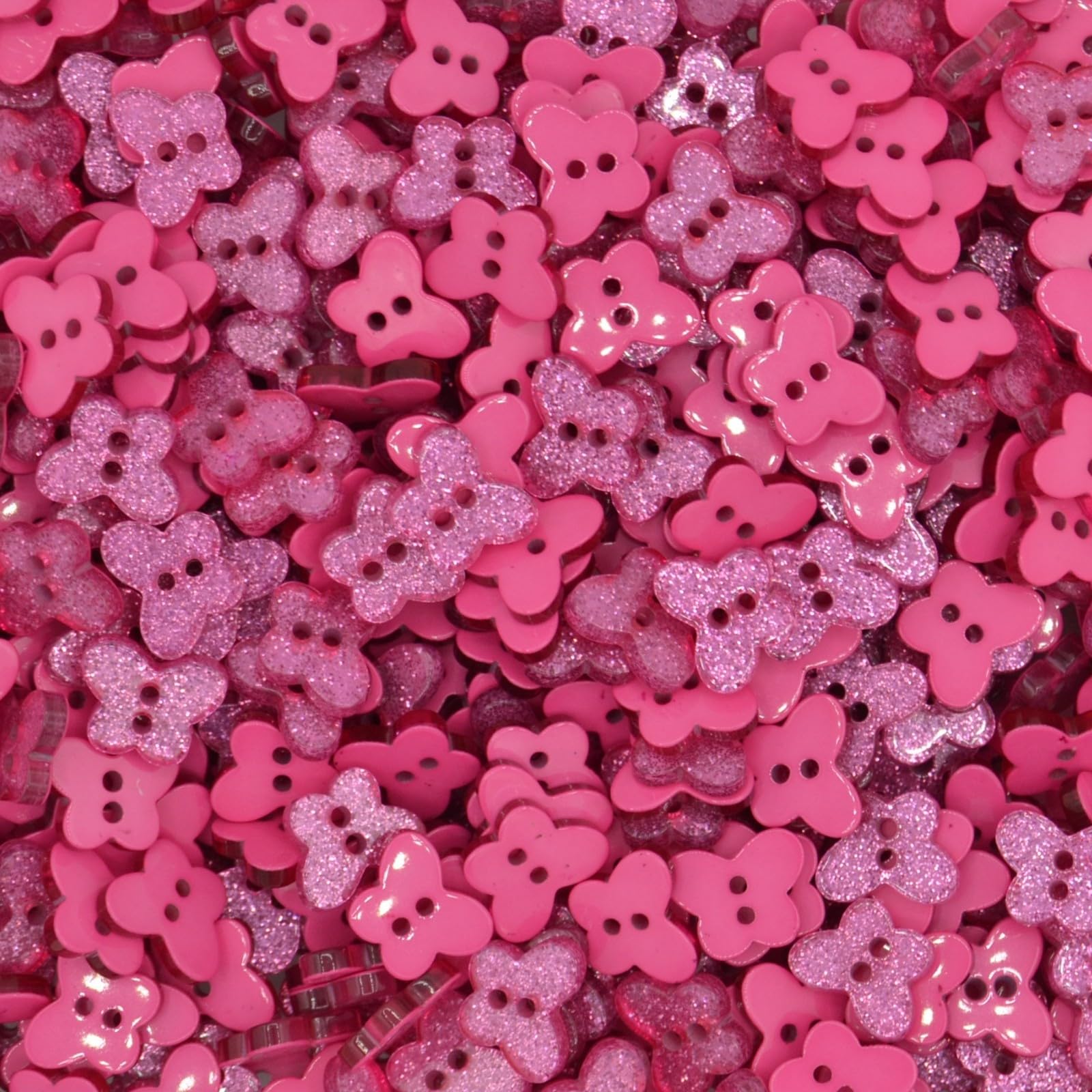 celloexpress 14mm Glitter Butterfly Buttons - Ideal for Sewing/Knitting/Clothes & Scrapbooking (Dark Pink, Pack of 50)