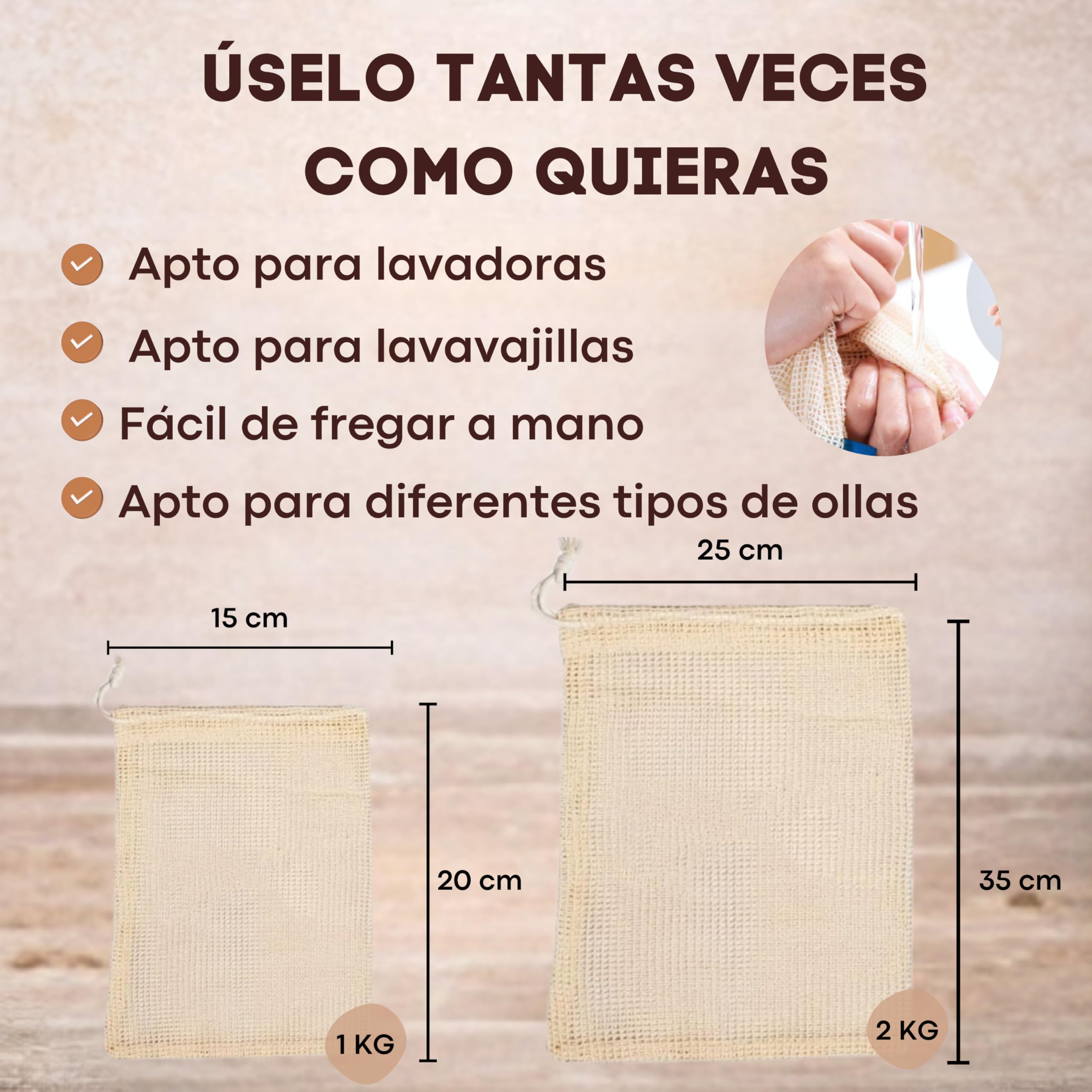 Set de 3 Mallas para Cocer Garbanzos y Legumbres - Bolsa para Cocinar Carne - Red de Cocción