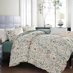 Queen Couverture de couettes ensemble Floral brossé microfibre 3 Pièces Floral Ensemble de lit Queen Garden Style rouge motif floral Couverture de couettes Reine avec fermeture zippée Luxe doux respirant Comfy