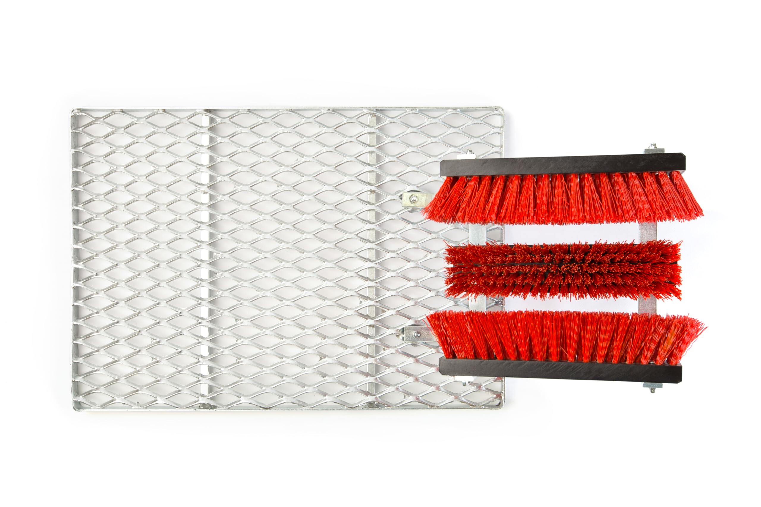 Schuhabstreifer Außenbereich mit 3 Bürsten – Robuster Fußabtreter aus Stahl, Schuhreiniger für Starke Verschmutzungen, rutschfest, ohne Bohren, ideal für Baustelle, Werkstatt & Eingang