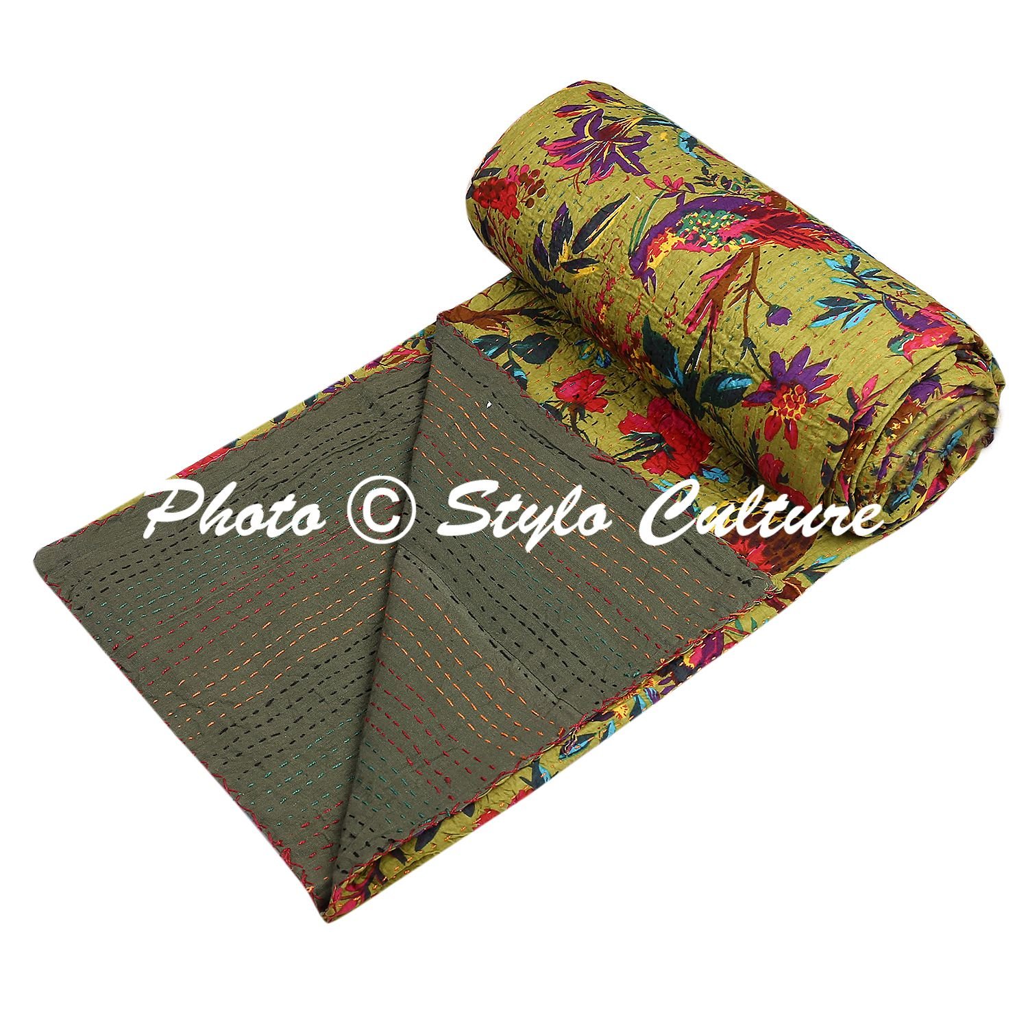 Stylo Culture Cotton 150 TC Blanket (Twin_Olive Green)-image-39