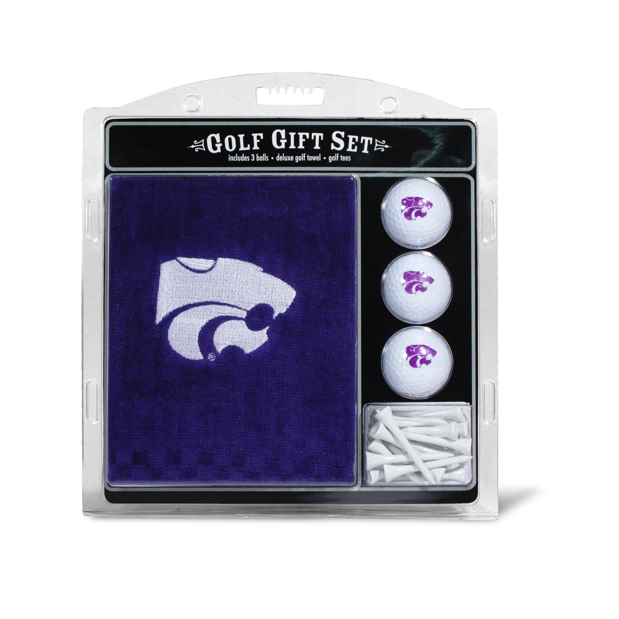 TEAM GOLF NCAA Kansas State Wildcats Gift Set: Embroidered Golf Towel, 3 Golf Balls, and 14 Golf Tees 2-3/4" Regulation, Tri-Fold Towel 16" x 22" & 100% Cotton โ image 1