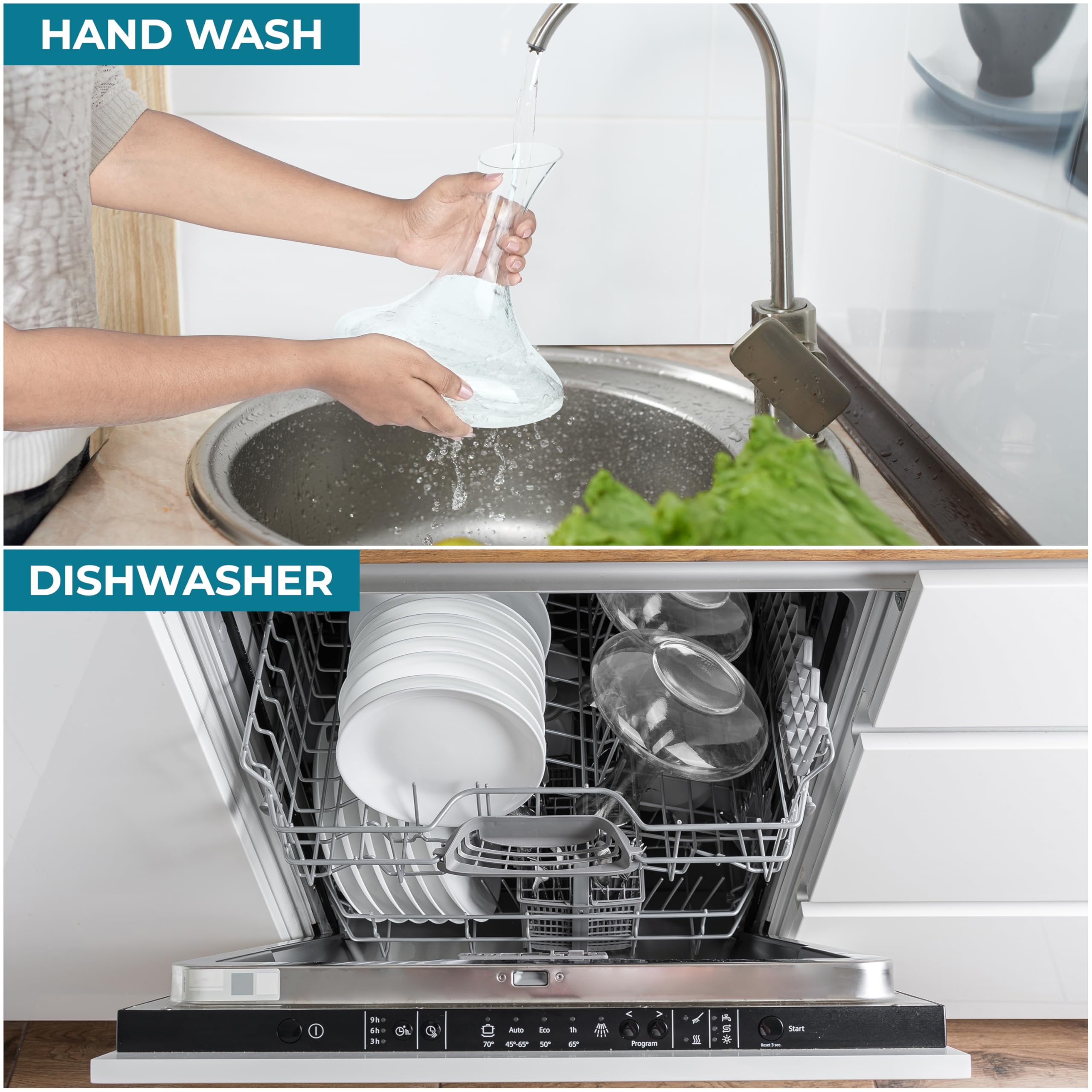 Winter Shore 1,8L Elegancka Karafka Szklana do Wina - Przezroczysta Karafka Kryształowa z Pochylonym Dzióbkiem, Szeroką Podstawą - Prezent dla Miłośników Wina - Dzbanek bez BPA