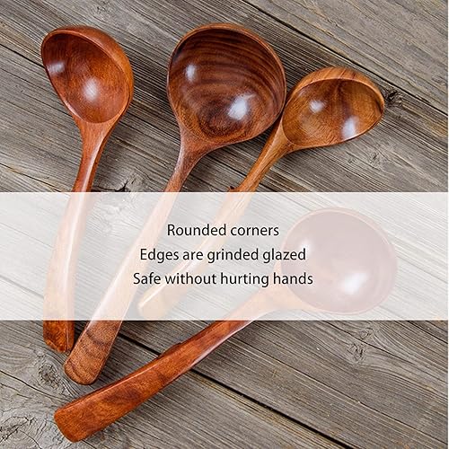Miniatura 8 de Cucharón de madera, cuchara de sopa de madera, cucharón de madera para sopa con cucharas de mango largo para cocinar, cuchara de servir de mango