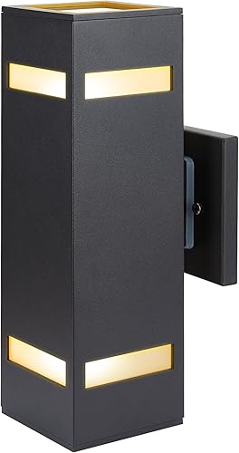 Miniatura 1 de CnengSthy Luces de pared modernas de aluminio para exteriores, lámpara de pared cilíndrica cuadrada, farol de pared para porche, color arena