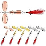 TRUSCEND Well-Made Rooster Tail Fishing Lures with Flash Copper Body and Blade, Dual-Blade System Fishing Spinners, Freshwater Crappie Jigs, 1/4oz Long Cast Jig Spinners for Bass Trout Crappie Walleye