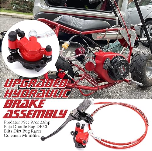 Miniatura 6 de Kit de frenos de mini bicicleta mejorado, montaje de freno hidráulico a la izquierda de los manillares de 78 pulgadas, tubo de manguera de 50