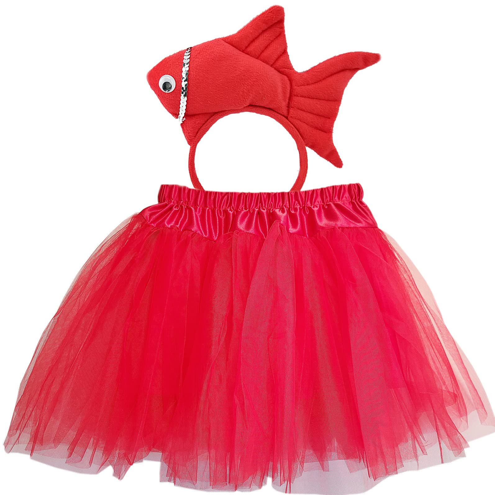 TIKSON Adorable Kids Fish Costume Headband and Tutu 2pcs Set for Halloween Animal Dress Up Accessories