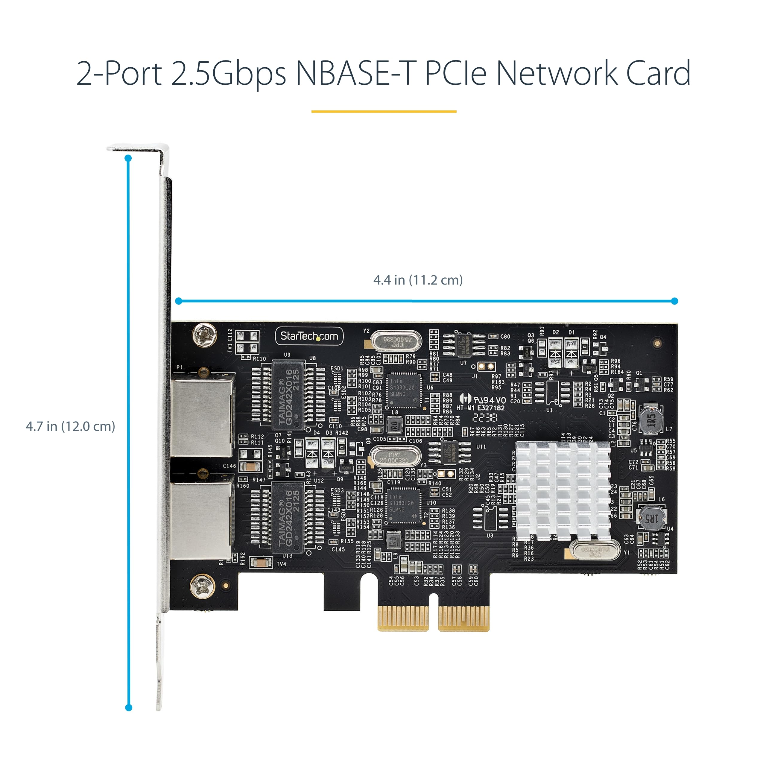 StarTech Scheda di Rete PCIe 2 Porte 2,5Gbps NBASE-T (PR22GI-NETWORK-CARD) | NIC Multi-Gigabit, Intel I225-V, Scheda LAN per PC PCI Express