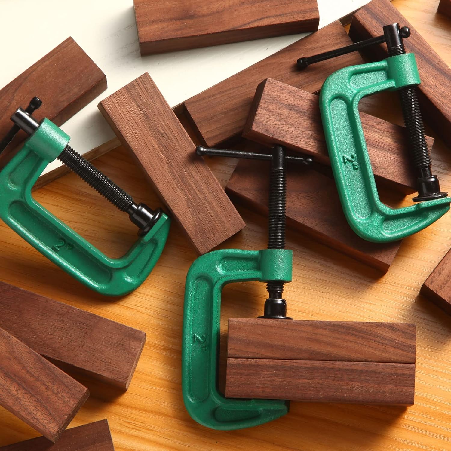 4 Pcs C Clamp Set 2 Inch Heavy Duty G-Clamps Automotive and Wood Working Clamps with Jaw Opening Sliding for DIY Carpentry Woodworking Welding and Building(2 Inch, Green)