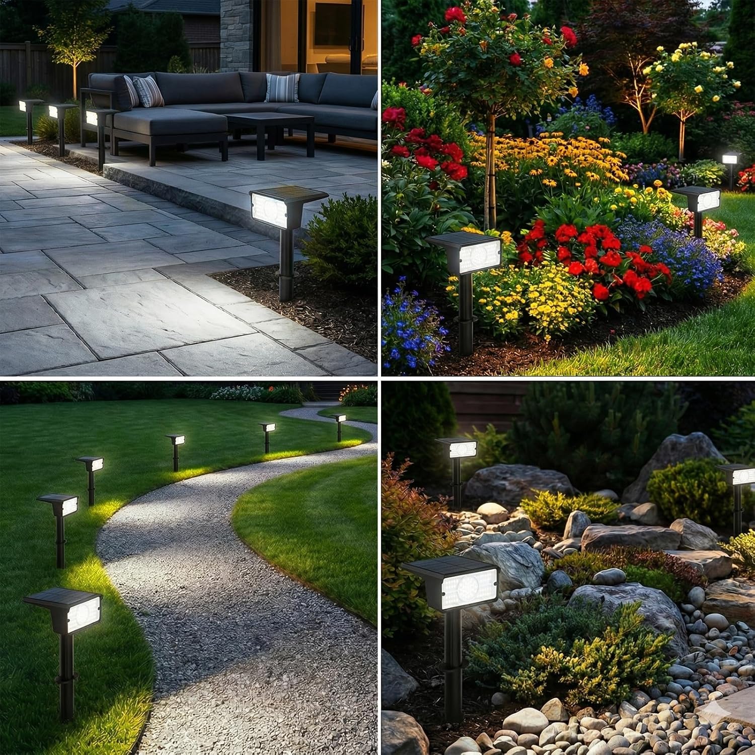 T-SUN Solar Spot Lights Outdoor, 8 Pack 49LED Landscape Spotlights, 2 Lighting Modes Auto ON/Off Solar Lights for Trees, Garden, Yard, Pathway, Driveway(White)