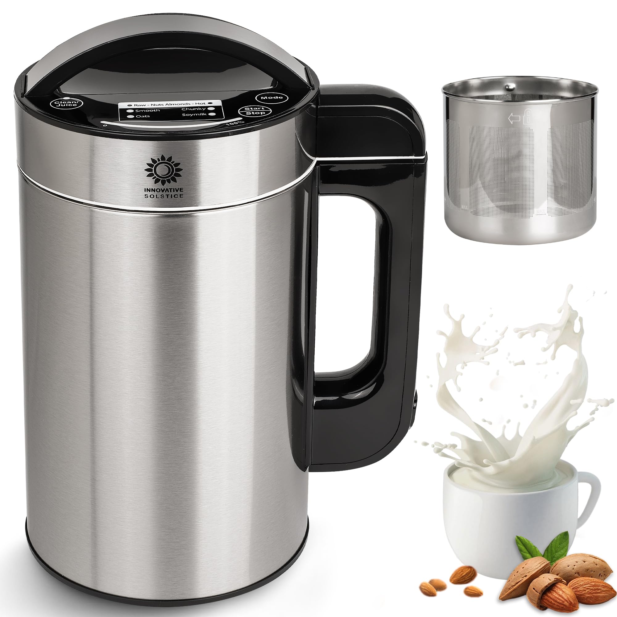 Nut Milk Maker Machine with Filter for Immediate Drinking Satisfaction, 50oz Almond Milk Maker, Oat Milk Maker, Soy Milk Maker, Plant Based Milk Maker, Coconut, Cashew, Juice, Smoothies, Auto Clean