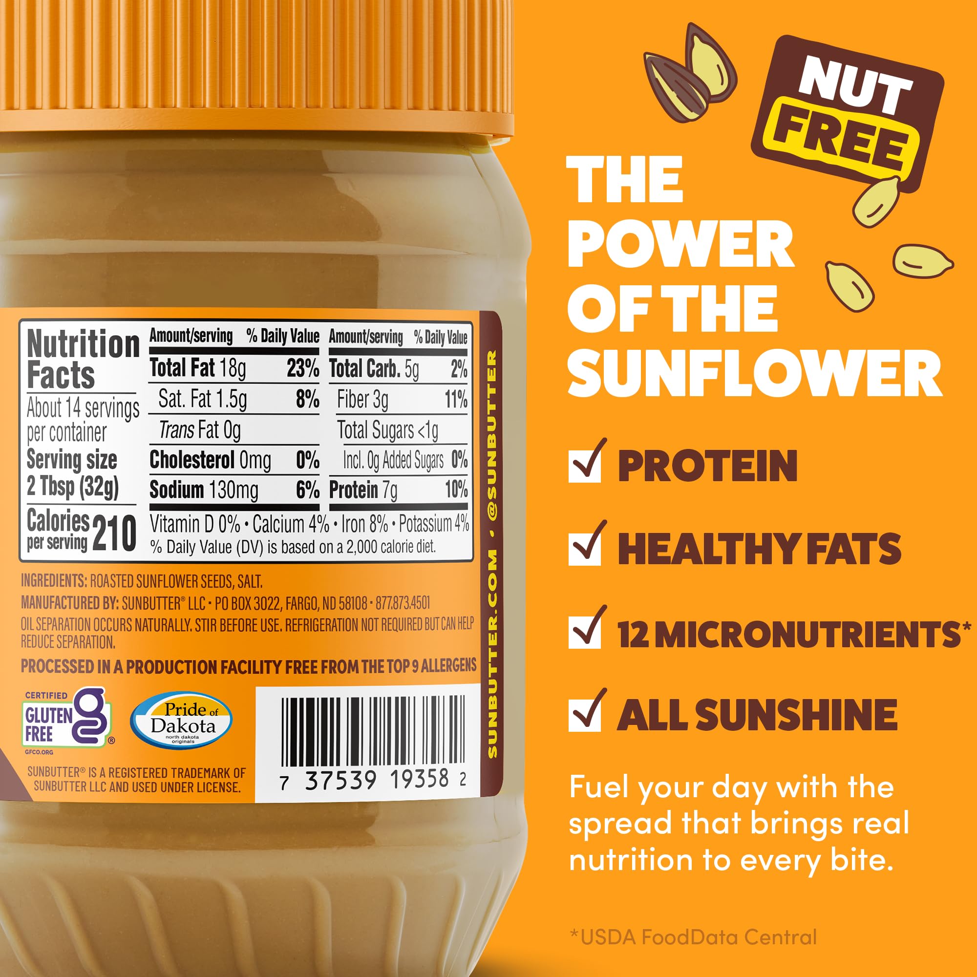 SunButter - Mantequilla del girasol ninguna azúcar agregada - 16 oz.